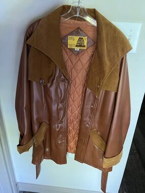 Vintage Brown Coat with Corduroy Collar